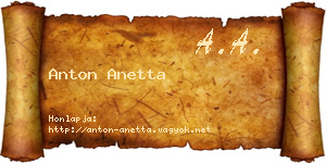 Anton Anetta névjegykártya